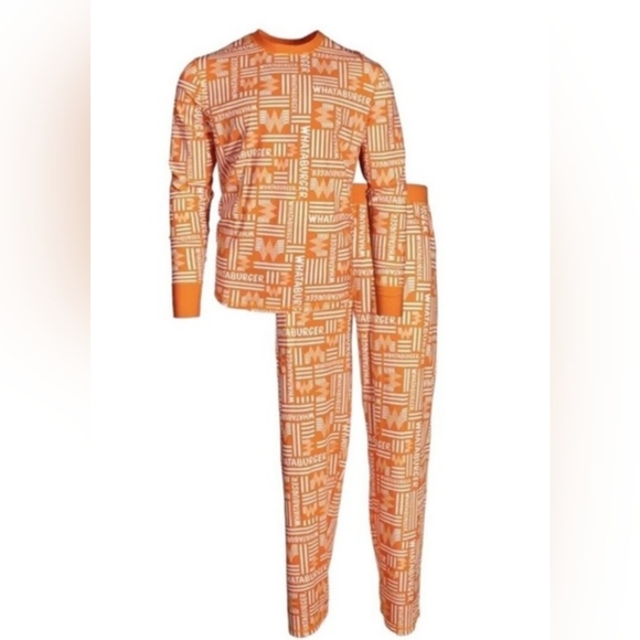 NWT Whataburger Pajama Set Orange White Unisex Size 3X - Picture 1 of 6